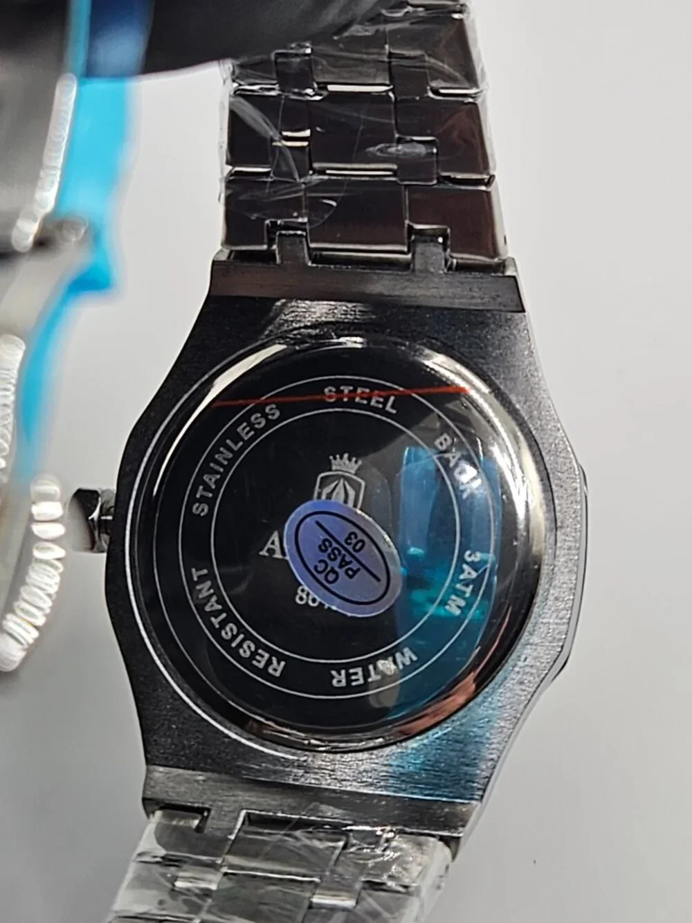 Aimana Frosted Finish Octagonal Steel Watch Black Dial